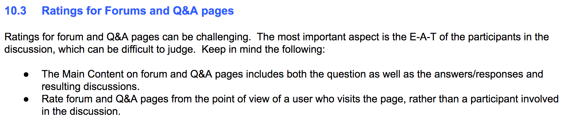 wytyczne oceny stron google forum qa