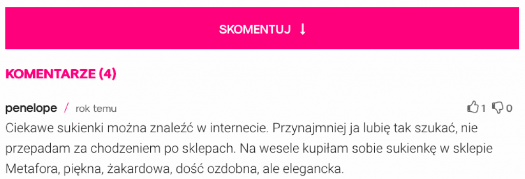 suknie weselne komentarze