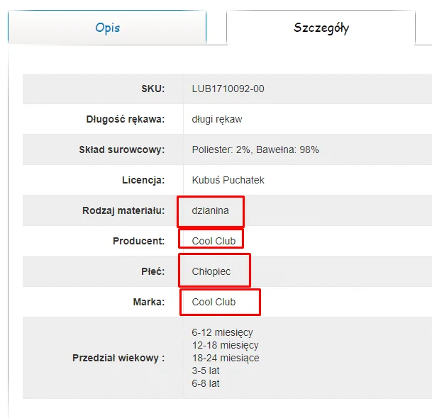 Przykład możliwej realizacji linkowania wewnętrznego z karty produktu