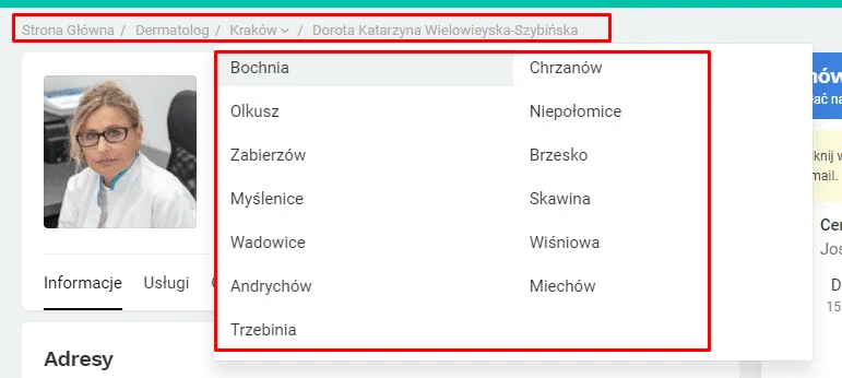 menu jako element linkowania wewnętrznego