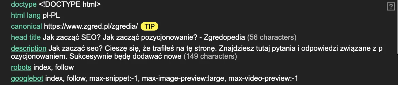 meta description w seo przykład
