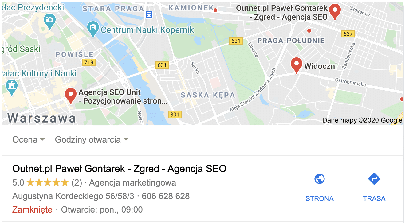 pozycjonowanie lokalne w google maps