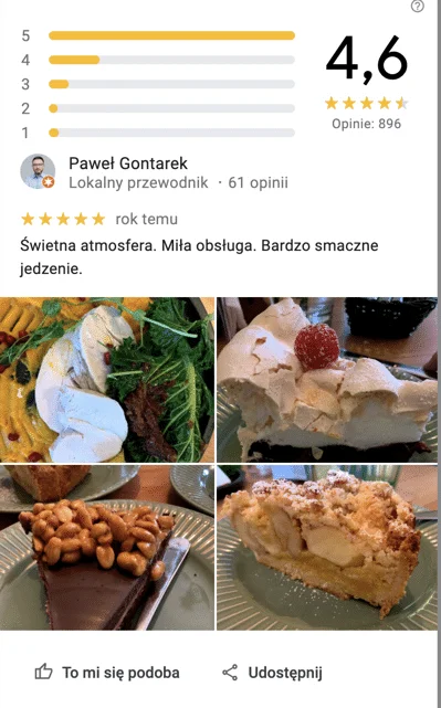 opinie w pozycjonowaniu lokalnym małej restauracji
