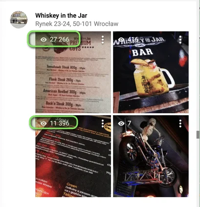 pozycjonowanie restauracji liczba wyświetleń zdjęć