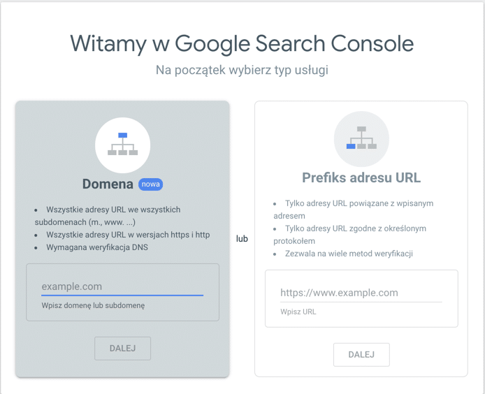 logowanie do narzędzia google search console